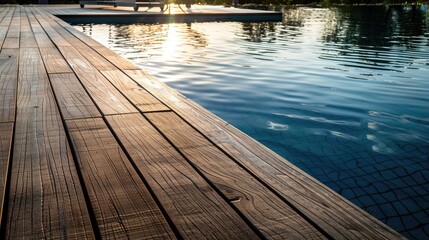 Fototapeta premium Tranquil Sunset Retreat by the Pool