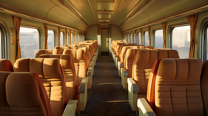 Fototapeta premium Retro Train Car Interior