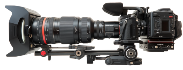 Collection set of PNG Transparent background DSLR camera. sports lens Big professional modern photo camera isolated.