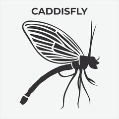 A Distinctive Caddisfly Silhouette for Multi-Format Design Projects. Vector Illustration