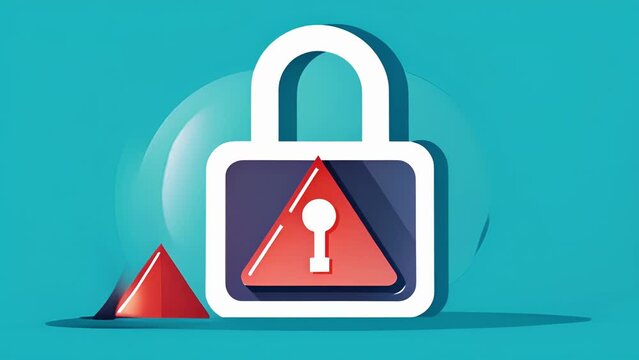 A broken lock with a red danger sign on top indicating the vulnerability of personal data if not properly secured.. 2d flat cartoon