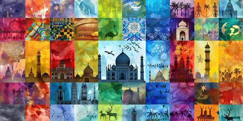 Fototapeta premium The Cultural Quilt: Religions as Patches in a Global Quilt - Imagine different religions as patches in a quilt, each representing a unique cultural and spiritual tradition