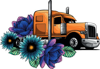 draw semi truck vehicle vector illustration design