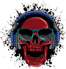 colored draw of human skull vector illustration design