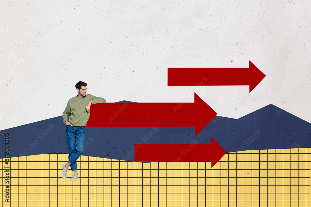 Aufkleber trend artwork composite sketch image collage of stats diagram infographics analysis smile success ma