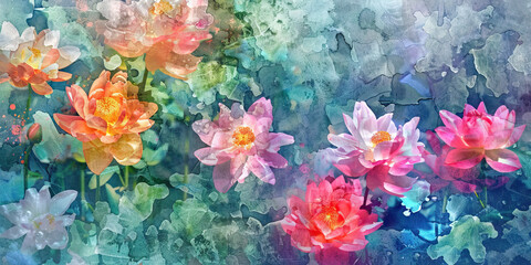 The Sacred Garden: Religions as Blooming Flowers in a Global Garden - Imagine different religions as blooming flowers, each representing a unique spiritual tradition, growing together in a harmonious 