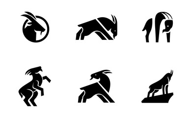 Goat simple black logo icon design illustration template