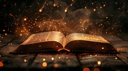 Illuminate your mind and spirit with a captivating image of an open book bathed in glowing lights, symbolizing the enlightenment and inspiration that comes from the pursuit of knowledge and wisdom