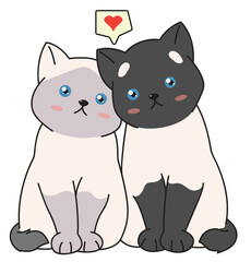 Adorable Cat Cartoon Couple for Romantic and Cute Designs