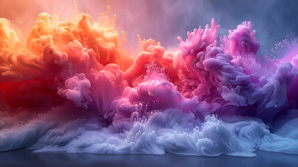 Fototapeta premium Energetic splashes of bold colors in various vibrant hues, creating a dynamic and striking contrast against a minimalist white surface