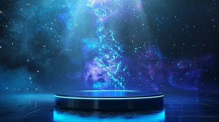 Futuristic Hologram Podium Background.