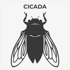 A Clear and Bold Cicada Silhouette for Versatile Applications. Vector Illustration