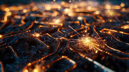 A mesmerizing image of sparklers creating a labyrinth of light trails, the intricate pattern glowing brightly in the night.