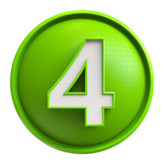 Obraz premium Green Button 3D Number 4