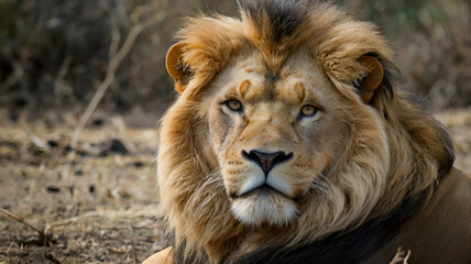 Fototapeta premium portrait of a lion, generative ai