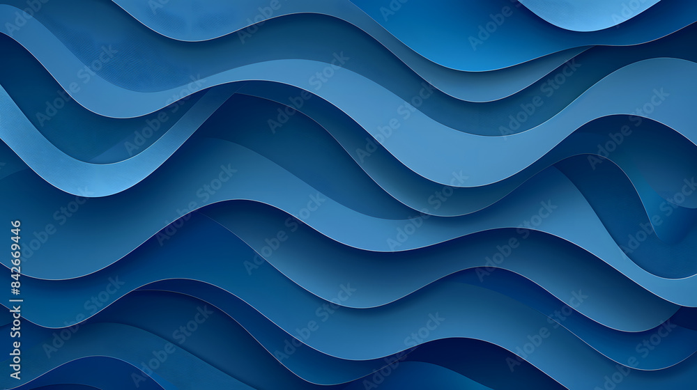 Poster blue abstract background with wavy paper cut shapes. vector illustration of a dark blue gradient tex