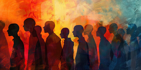 Naklejka premium Shadows of Discrimination: Subconscious Influences on Judgment - Reflecting on how hidden biases can contribute to discriminatory behavior.
