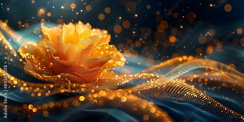 Poster captivating golden honeycomb design on contemporary background with centered copy space and selectiv
