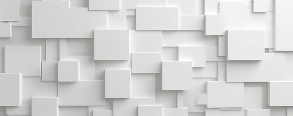 Obraz premium Abstract arrangement of white 3d rectangles. Geometric pattern and modern design concept