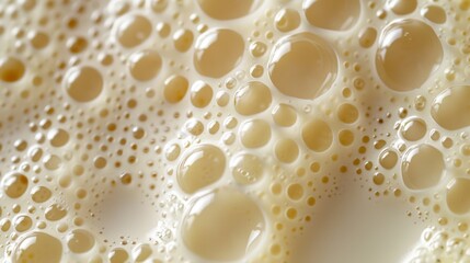 High-resolution macro image showing the textured, frothy surface of a liquid with bubble formations...