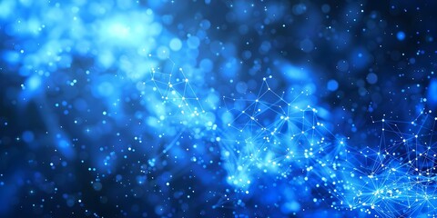 Fototapeta premium Enhanced cybersecurity with a blue digital background featuring dots, lines, and network elements. Concept Cybersecurity, Digital Backgrounds, Networking, Dots, Lines