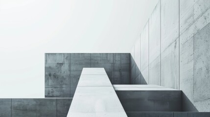 Obraz premium Minimalistic Abstract Architecture Desktop Wallpaper, Geometric Shapes, Monochromatic color, Modern Simplicity, landscape design, banner design, brochure, pattern design, web, wallpaper, background te