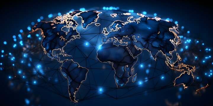 Global Business Network Illustrated Through an Interconnected World Map. Concept Global Business, Network Illustration, Interconnected World, Maps