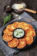 baked cottage cheese parmesan pancakes on plate