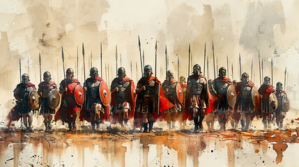 Phalanx Of Spartan Warriors Advance Generated by AI.