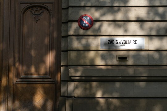 A tight shot of the facade of the Zadig and Voltaire office. Paris, France - May 24, 2024. 