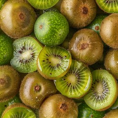 Fototapeta premium Actinidia arguta texture background, hardy kiwi fruits pattern, many perennial vine mockup, kiwifruit berries