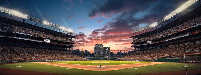 Evening Baseball Game in Progress