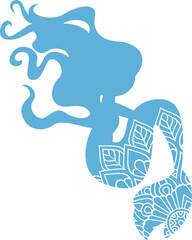 Flat isolated mermaid silhouette. Cartoon mermaid illustration vector.