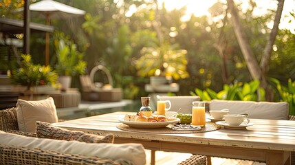 Sun-Drenched Patio Table Setting With a View