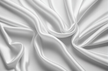 Obraz premium Background with empty white silk flowing fabric background, luxurious fabric textile decoration for poster, banner or cover design, for luxury product display with copy space