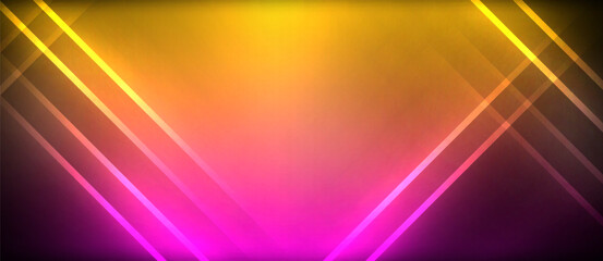 Neon glowing circle rays, light round lines in the dark, planet style neon wave lines. Energetic electric concept design for wallpaper, banner, background