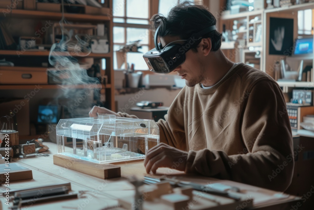 Poster professional digital engineer using artificial intelligent and digital holographic to design product