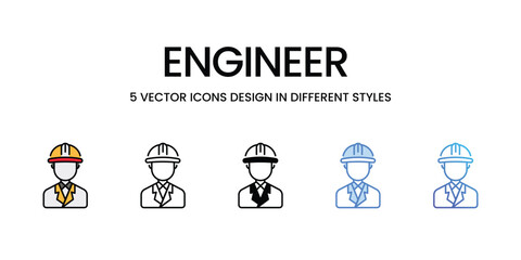 Engineer icons vector set stock illustration.