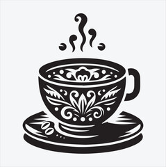 coffee cup silhouette Line art vector illustration
