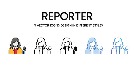 Reporter icons vector set stock illustration.