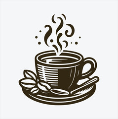 coffee cup silhouette Line art vector illustration