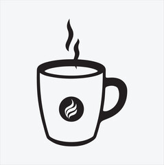 coffee cup silhouette Line art vector illustration