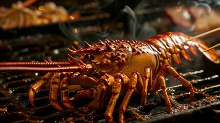 Grilled Japanese Spiny Lobster sea food : Generative AI