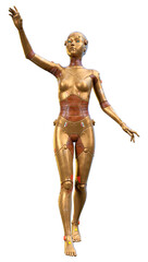 3D Rendering Female Robot on White