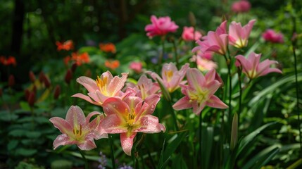 Fototapeta premium Pink Rain Lilies in the garden
