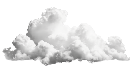 An eye-catching white cloud on a black background, designed with a transparent PNG format for easy use.