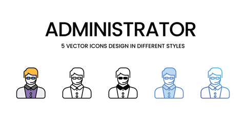 Administrator icons vector set stock illustration.