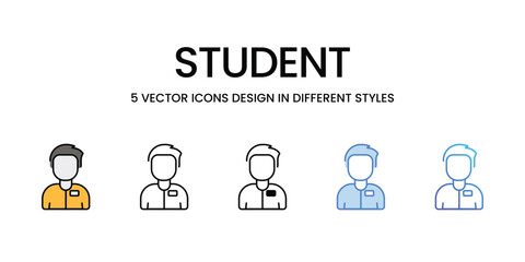 Student icons vector set stock illustration.