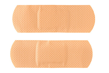 New adhesive band aid isolated on white background, top view, clipping path

