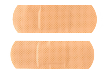 New adhesive band aid isolated on white background, top view, clipping path
